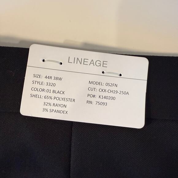 Lineage Black 2-Piece Suit 44R Jacket 38W Pants NWT - Picture 5 of 6